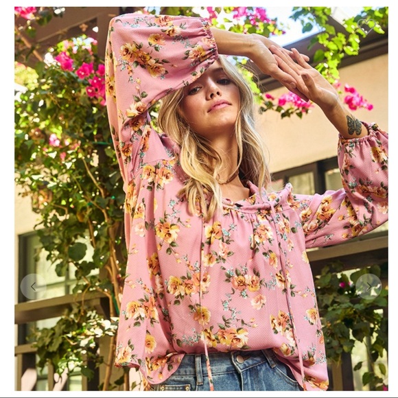 #13 Boho Chic Lindsey Flowy Floral Top - Picture 5 of 6